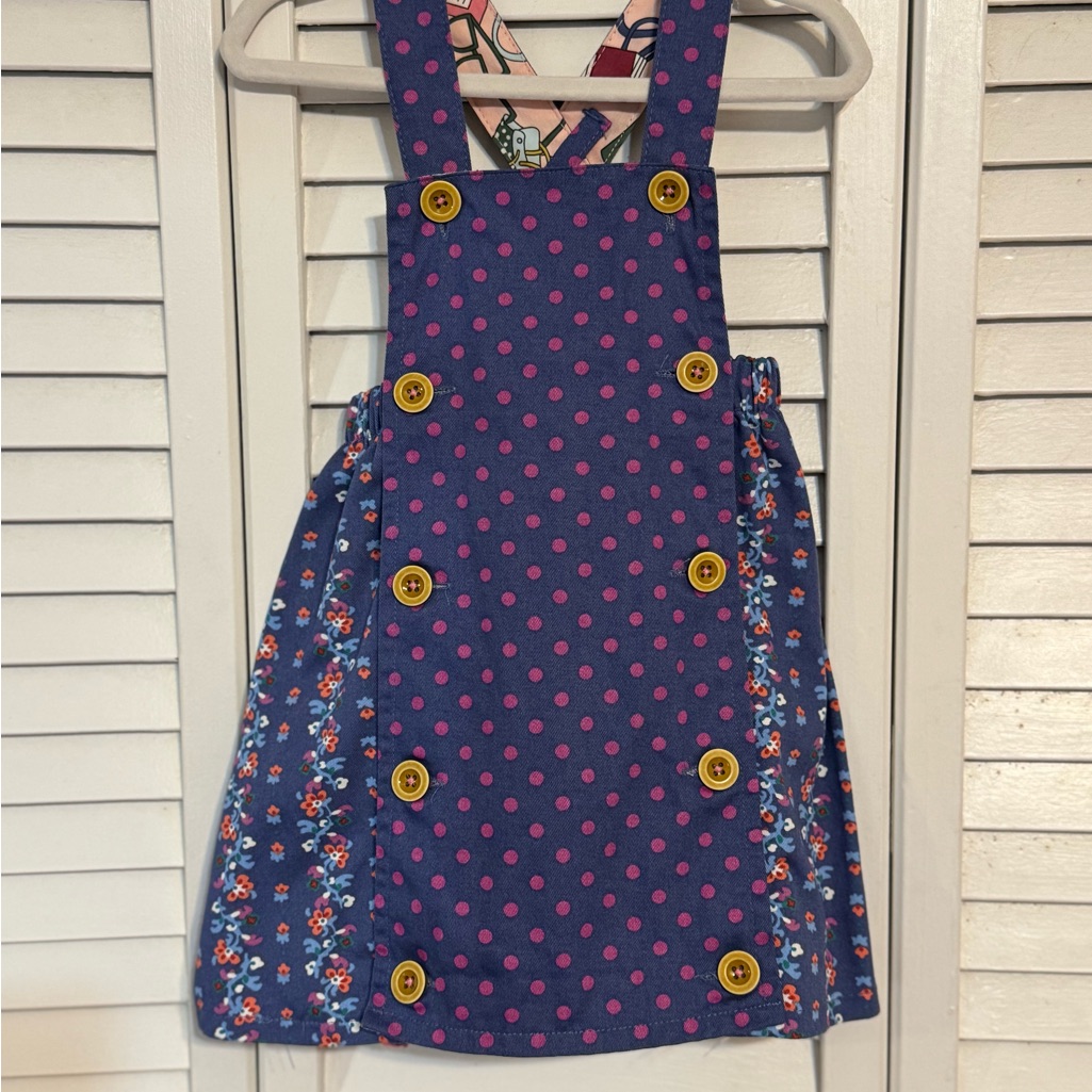 Matilda Jane Polka Dot Pinafore Jumper Dress With Floral Accents